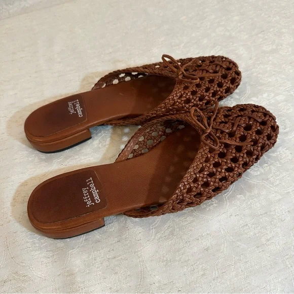 Jeffrey Campbell Weave Me Brown Leather Woven Slides – Size 9 - Picture 2 of 5
